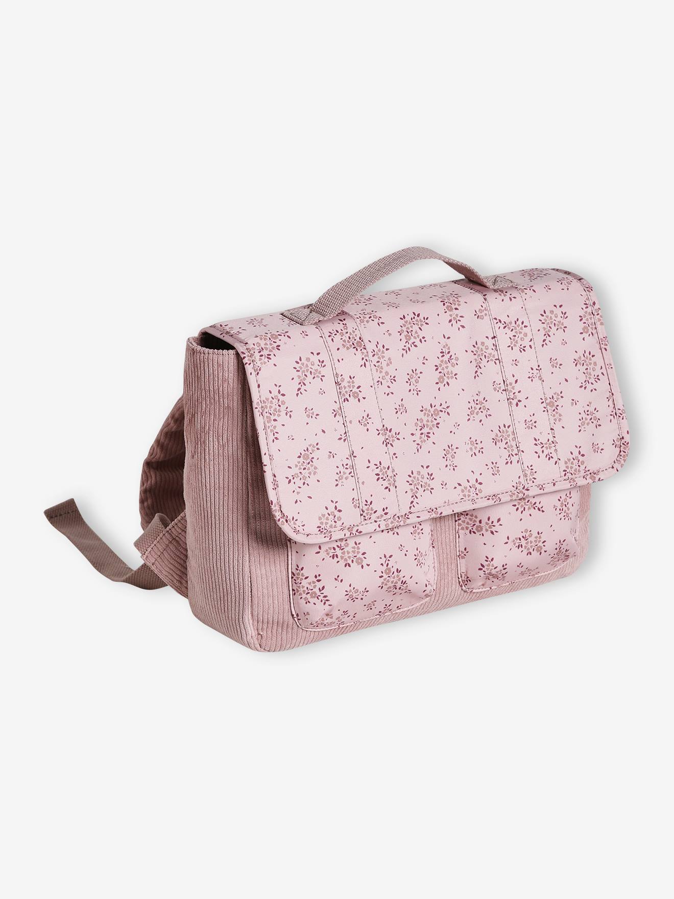 Cartable maternelle mix flowers fille rose poudré