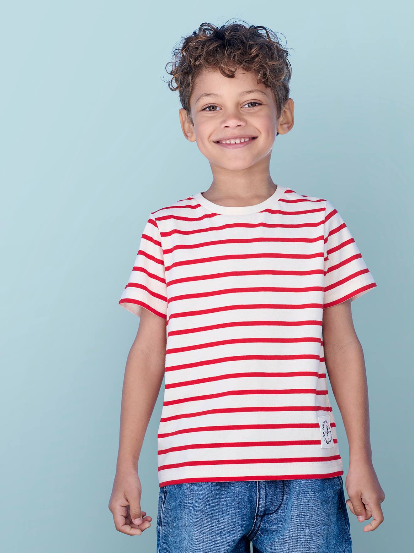 T-shirt rayé garçon manches courtes rayé rouge