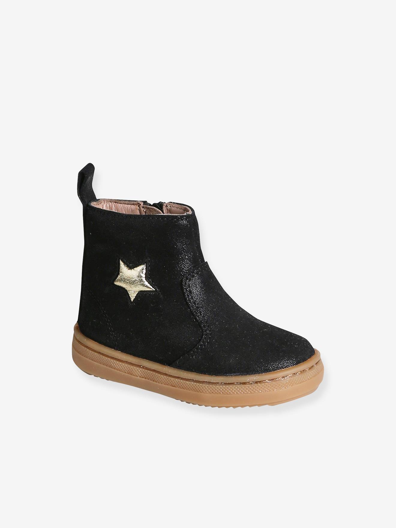 Bottines bébé cuir zippées noir