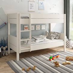 Chambre et rangement-Chambre-Lit bébé, lit enfant-Lit combiné, surélevé, superposé-Lit superposé en pin blanc 90x200 H153 Achille