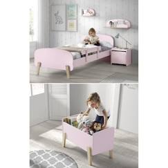 Chambre et rangement-Chambre-KIDDY Chambre enfant complète style scandinave en bois pin massif et MDF laqué vieux rose - l 90 x L 200 cm