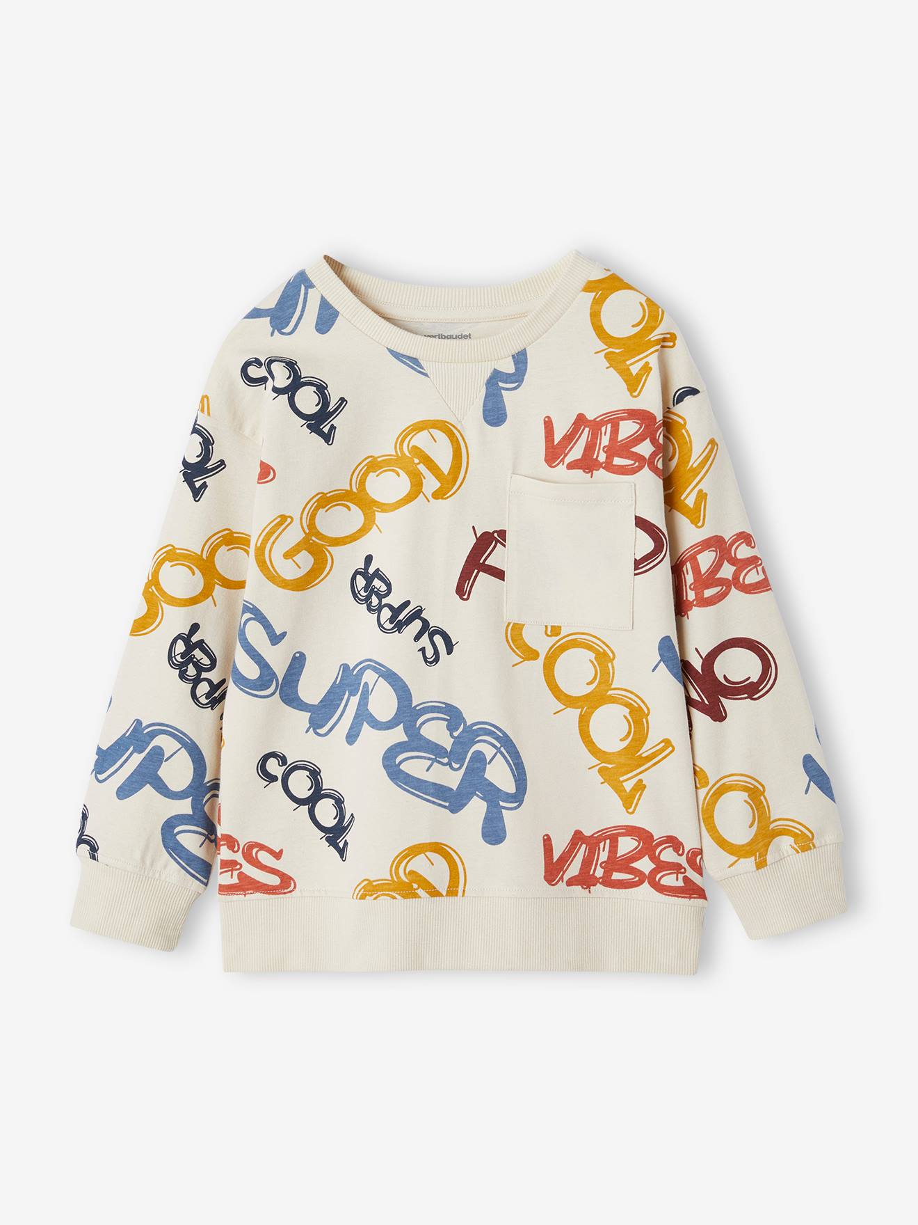 Tee-shirt esprit sweat imprimé garçon écru