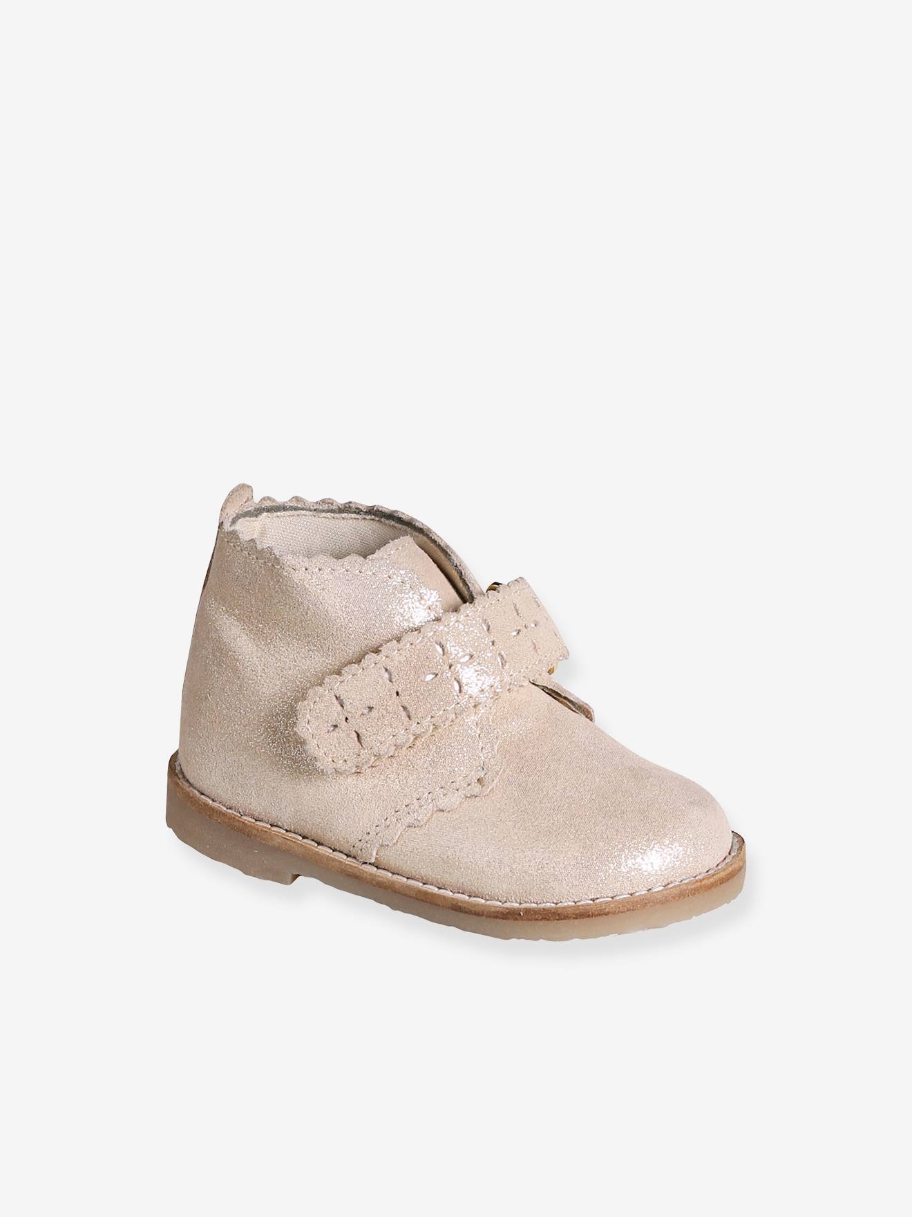 Bottines scratchées bébé or