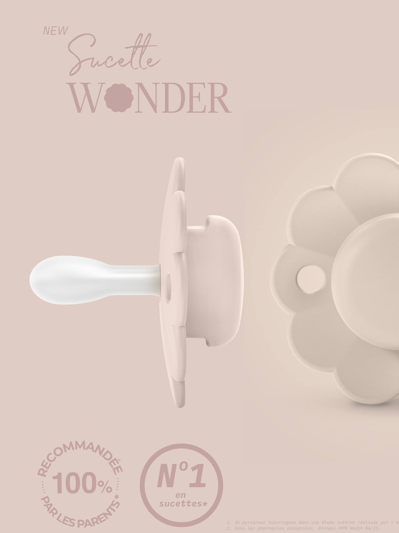 Sucette réversible SX Pro Wonder 0-6 mois SUAVINEX mauve chalk