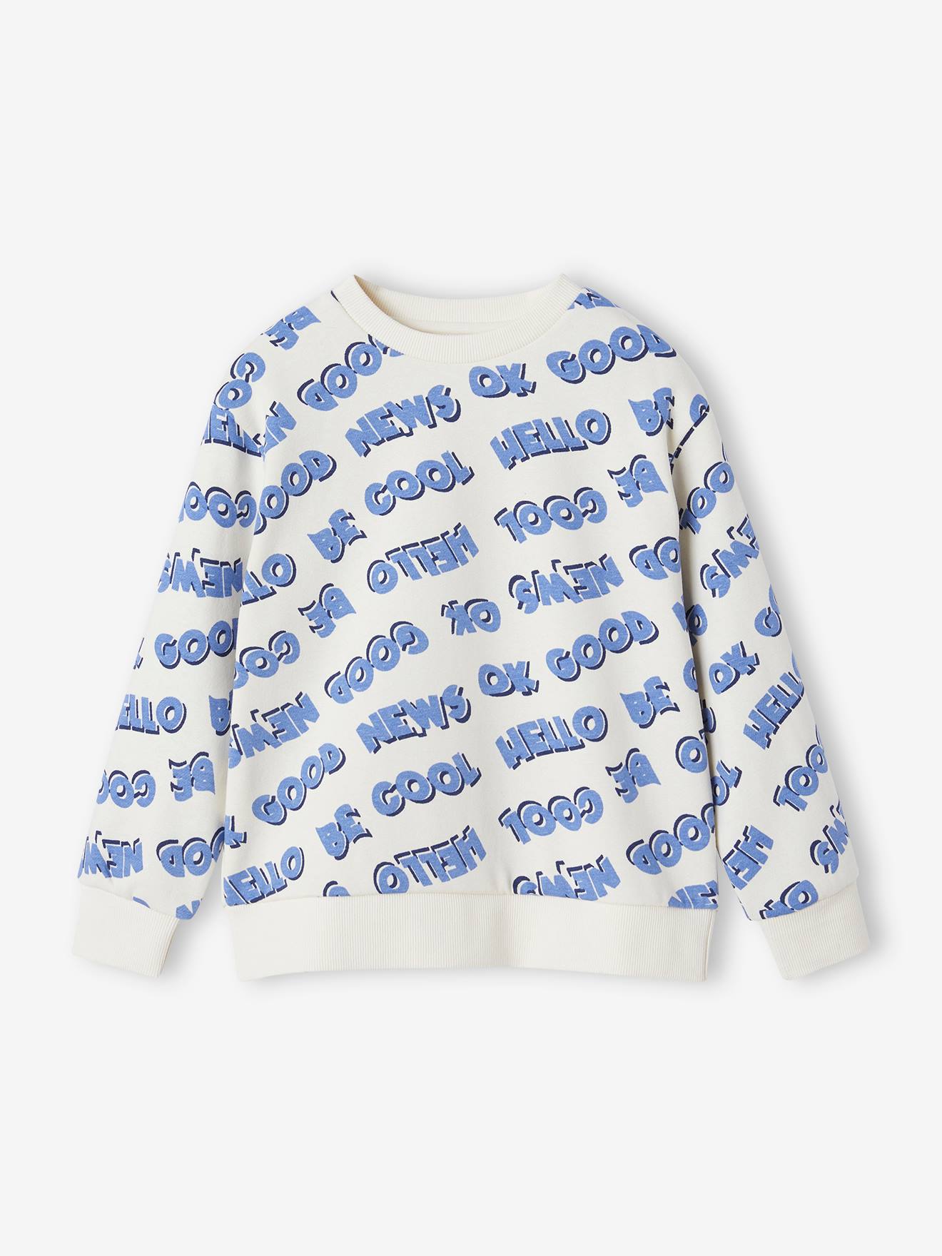 Sweat inscriptions XXL garçon manches longues blanc imprimé