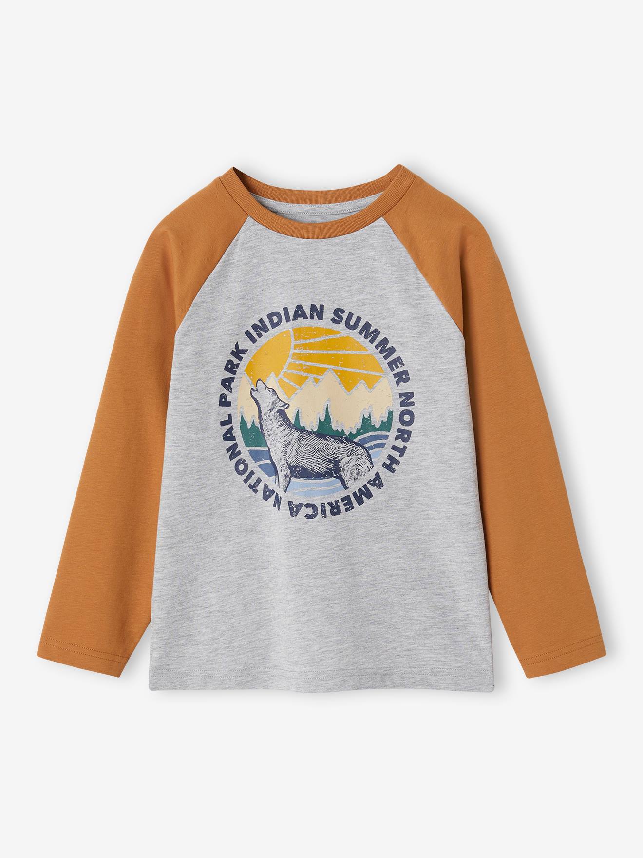 T-shirt motif graphique garçon manches raglan noix de pécan