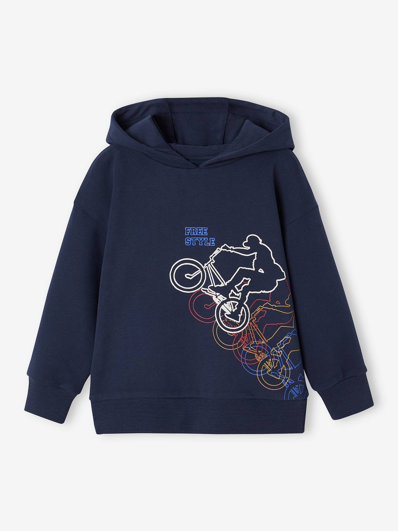 Sweat capuche motif BMX garçon marine