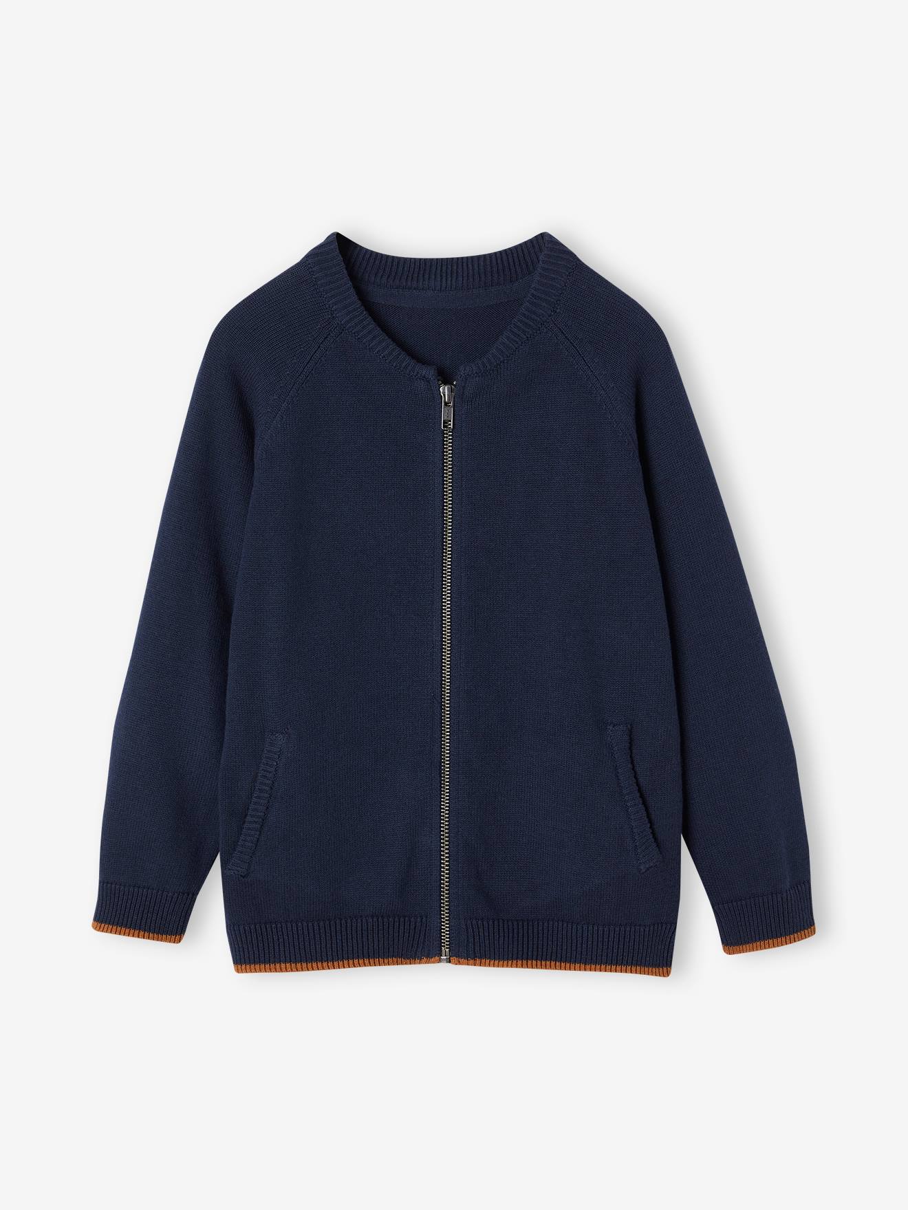 Gilet zippé style teddy personnalisable garçon bleu nuit