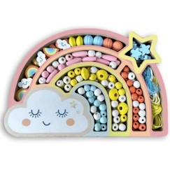 Jouet-Activités artistiques et musicales-Coffret Arc en Ciel Perles Bois SYCOMORE - Créez de Magnifiques Bijoux - Enfant - 7 ans - Fille - Multicolore