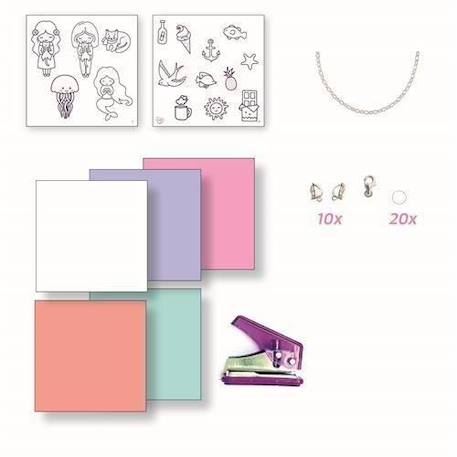 Coffret de création de bijoux en plastique fou - SYCOMORE - Corail, vert d'eau, rose, violet, blanc BLANC 3 - vertbaudet enfant 