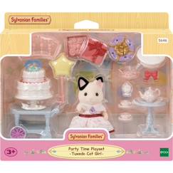 Jouet-Figurines miniatures - SYLVANIAN FAMILIES - 5646 - La fille Chat bicolore et son goûter d’anniversaire