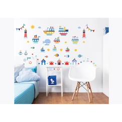 -Stickers muraux Nautical - WWALLT - W WALLTASTIC - Réutilisables - Multicouleur - Rouge - Vinyle