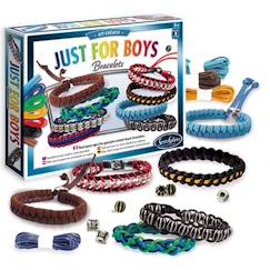 Jouet-Coffret Bracelets Just For Boys SENTOSPHERE - Bijoux pour garçon en cuir et perles argent vieilli