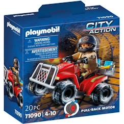 Jouet-PLAYMOBIL - 71090 - Pompier et quad - Enfant 4 ans - Playmobil City Action - Plastique - Bleu
