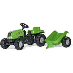 Jouet-ROLLY TOYS - 012190 - Tracteur à pédales Rolly kid John Deere avec remorque