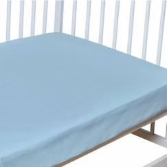 -Drap-housse en coton SEVIRA KIDS - Coton uni Bleu Ciel - 60x120 cm - Naturelle - Chambre