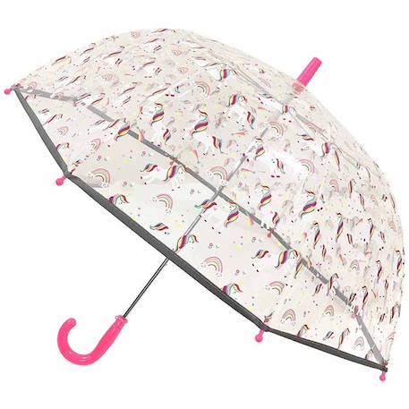 Fille-Parapluie cloche enfant transparent - SMATI - Licorne Multicolore - Résistant au vent - Sifflet de sécurité