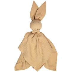 Jouet-Doudou plat Lapin - SEVIRA KIDS - Jeanne - Gaze de coton - Marron - 50x50 cm