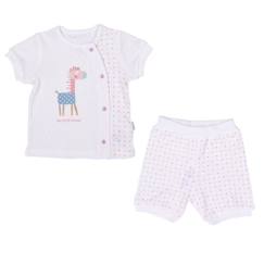 -Ensemble t-shirt et short bébé en coton bio, Girafe