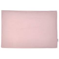 -Taie d'oreiller en gaze de coton - SEVIRA KIDS - Jeanne Rose - Rectangulaire - 60 x 40 cm - Beige et rose