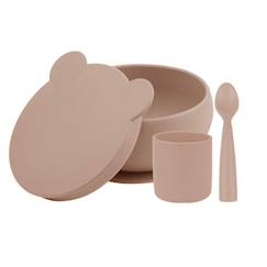 Puériculture-Set repas pour bébé - Nude - Bol Cuillère Gobelet - Silicone alimentaire - 15 cm x 2 cm - Mixte - 6 mois+