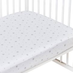 -Drap-housse en coton - SEVIRA KIDS - STELLA Blanc - 60x120 cm - Lavable - Motifs Uni - Bonnet 30 cm