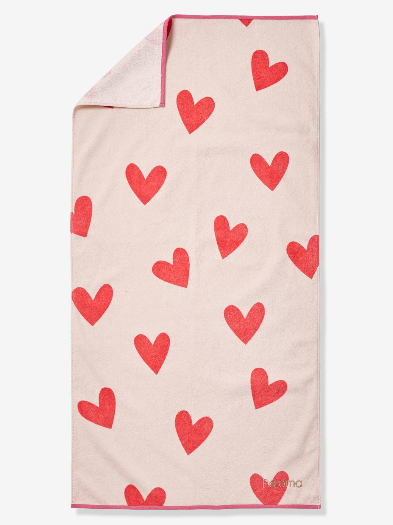 Serviette de bain / plage personnalisable, avec coton recyclé rose imprimé (Vertbaudet) - Image 1