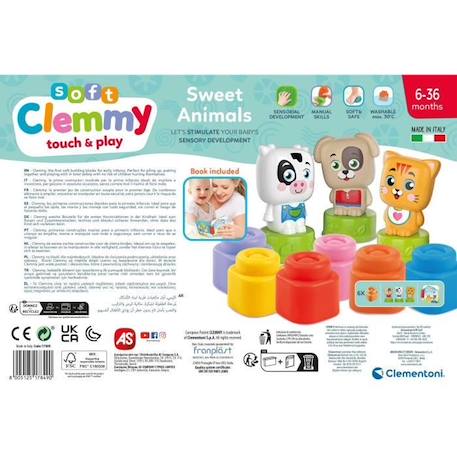 Clementoni - Cubes & Animaux Soft Clemmy - 6 cubes + 3 personnages + Livre ORANGE 3 - vertbaudet enfant 