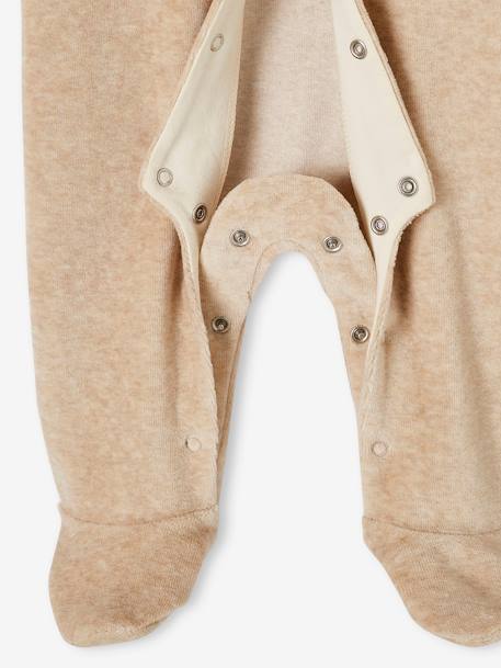 Pyjama bébé mixte velours animal personnalisable beige chiné+gris chiné 4 - vertbaudet enfant 