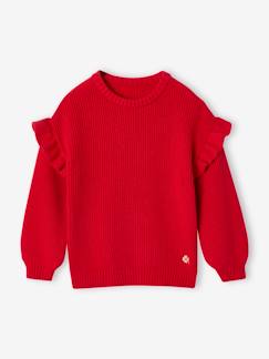 -Pull fille brodé manches volantées 