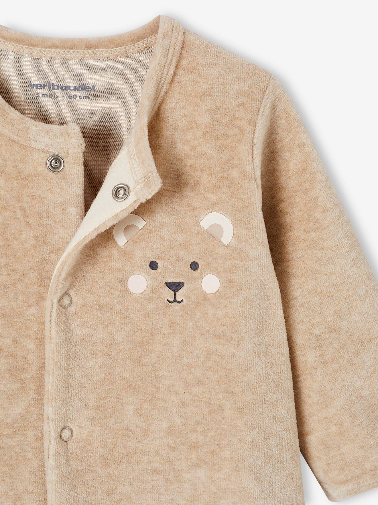 Pyjama bébé mixte velours animal personnalisable beige chiné (Vertbaudet) - Image 2