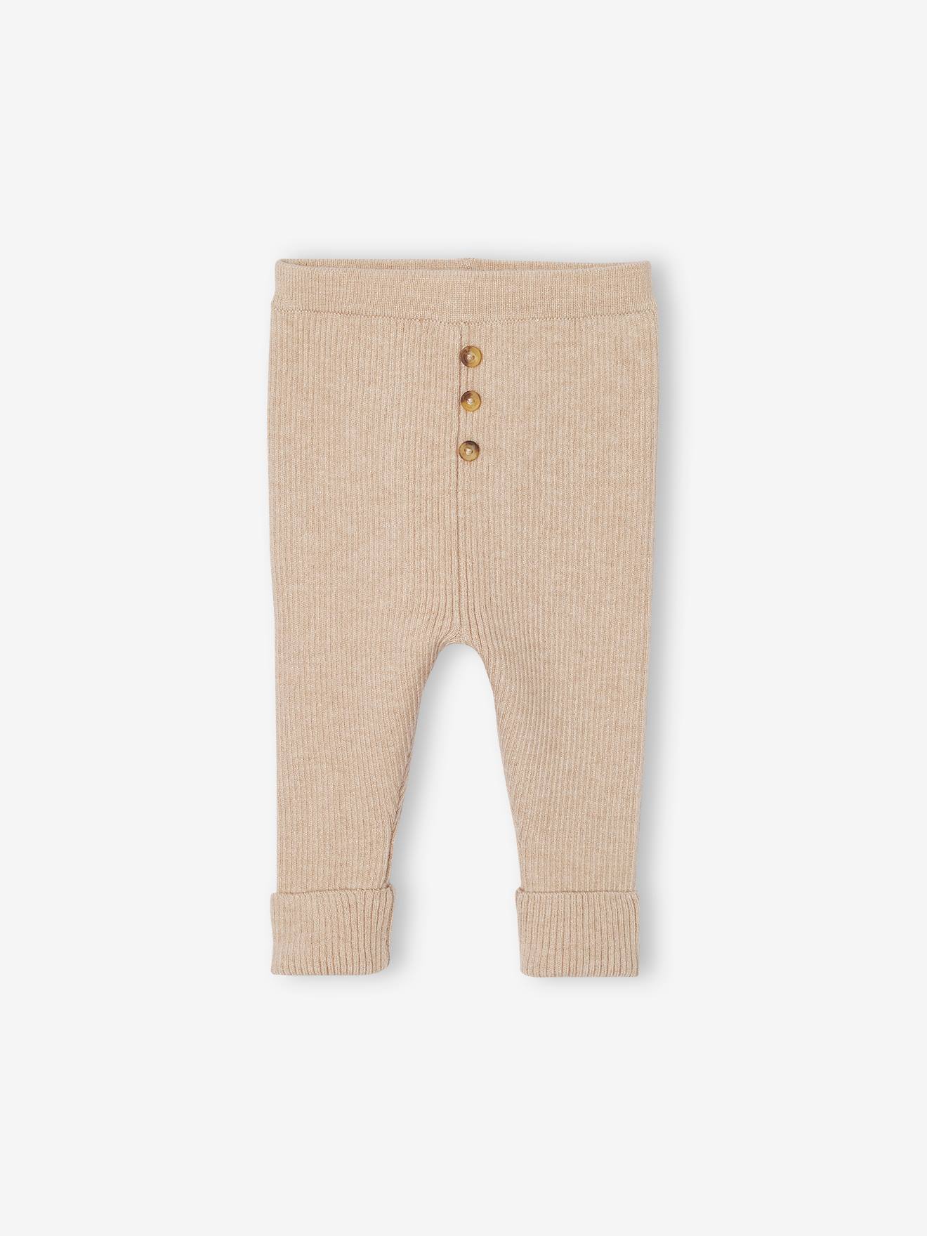 Legging évolutif en tricot bébé beige chiné
