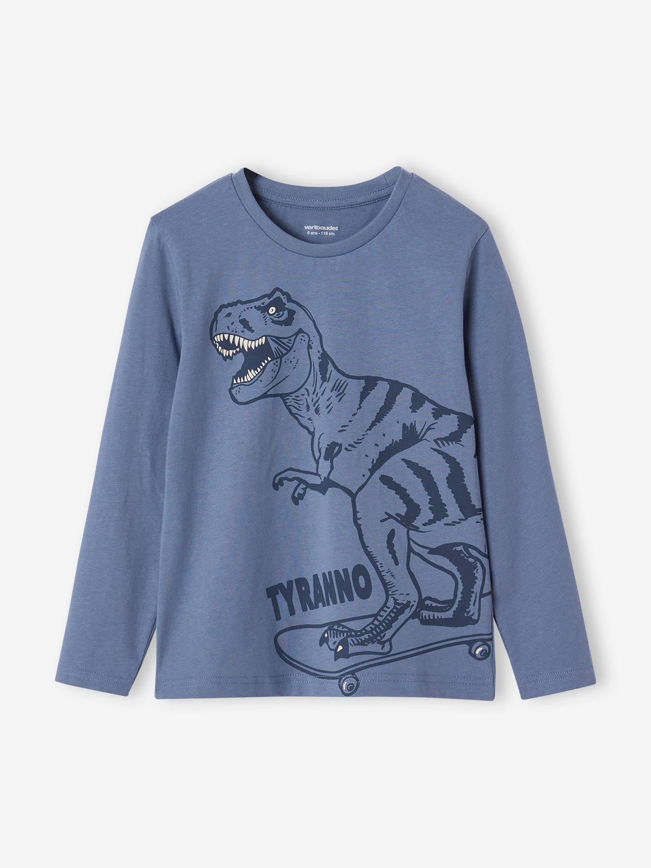 Vertbaudet - Tee-shirt imprimé garçon manches longues bleu grisé