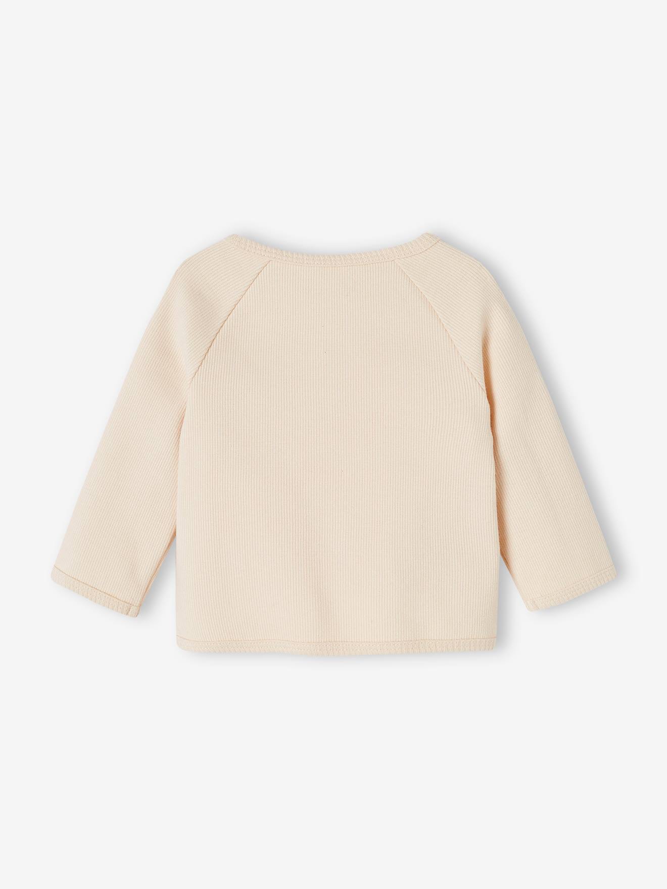 Brassière naissance mixte en côtes manches longues vanille (Vertbaudet) - Image 2