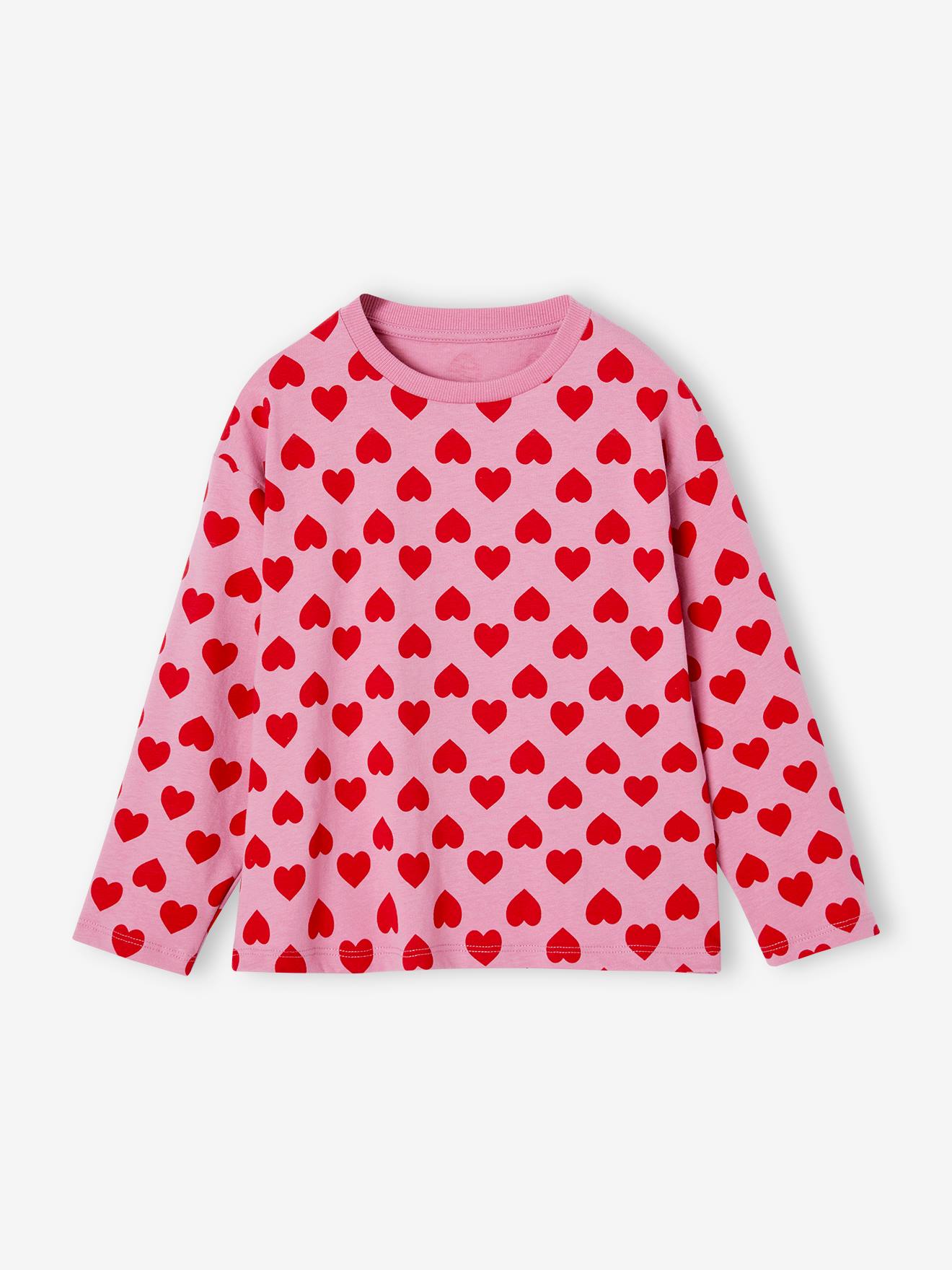 Tee-shirt fille manches longues vieux rose
