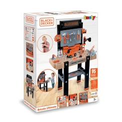 Jouet-Smoby - Etabli bricolo Ultimate Black and Decker - Bruits réalistes - 95 accessoires - Voiture à construire - Fabrication française