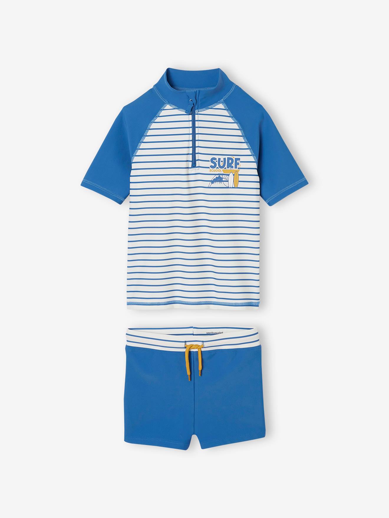 Ensemble de bain T-shirt anti-UV + boxer garçon bleu azur