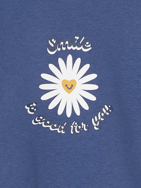 Style Collège Confortable Sweat Fille Vertbaudet Motif Placé - Bleu Ciel Taille 8A - 80% Coton Manches Longues Coton