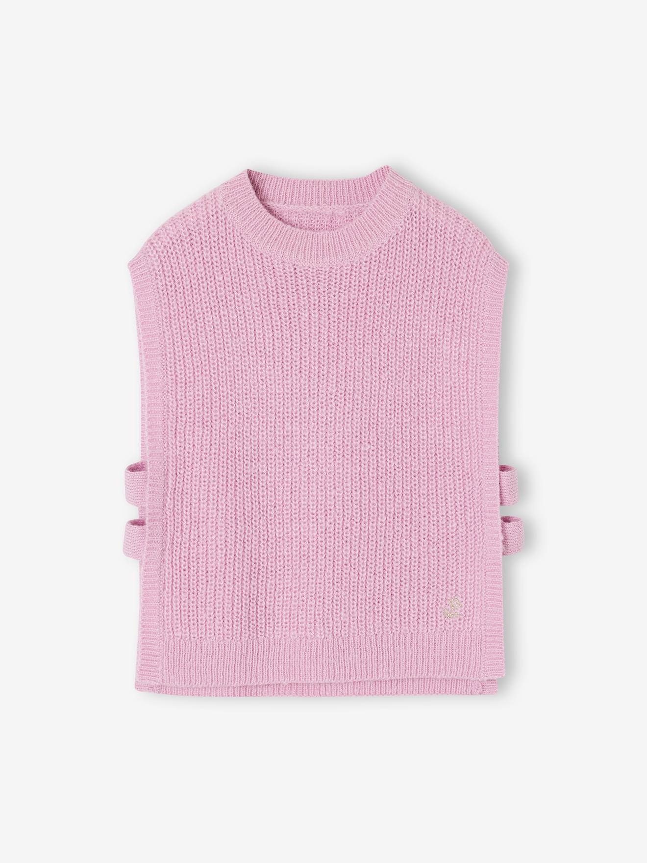 Pull fantaisie sans manche fille mauve