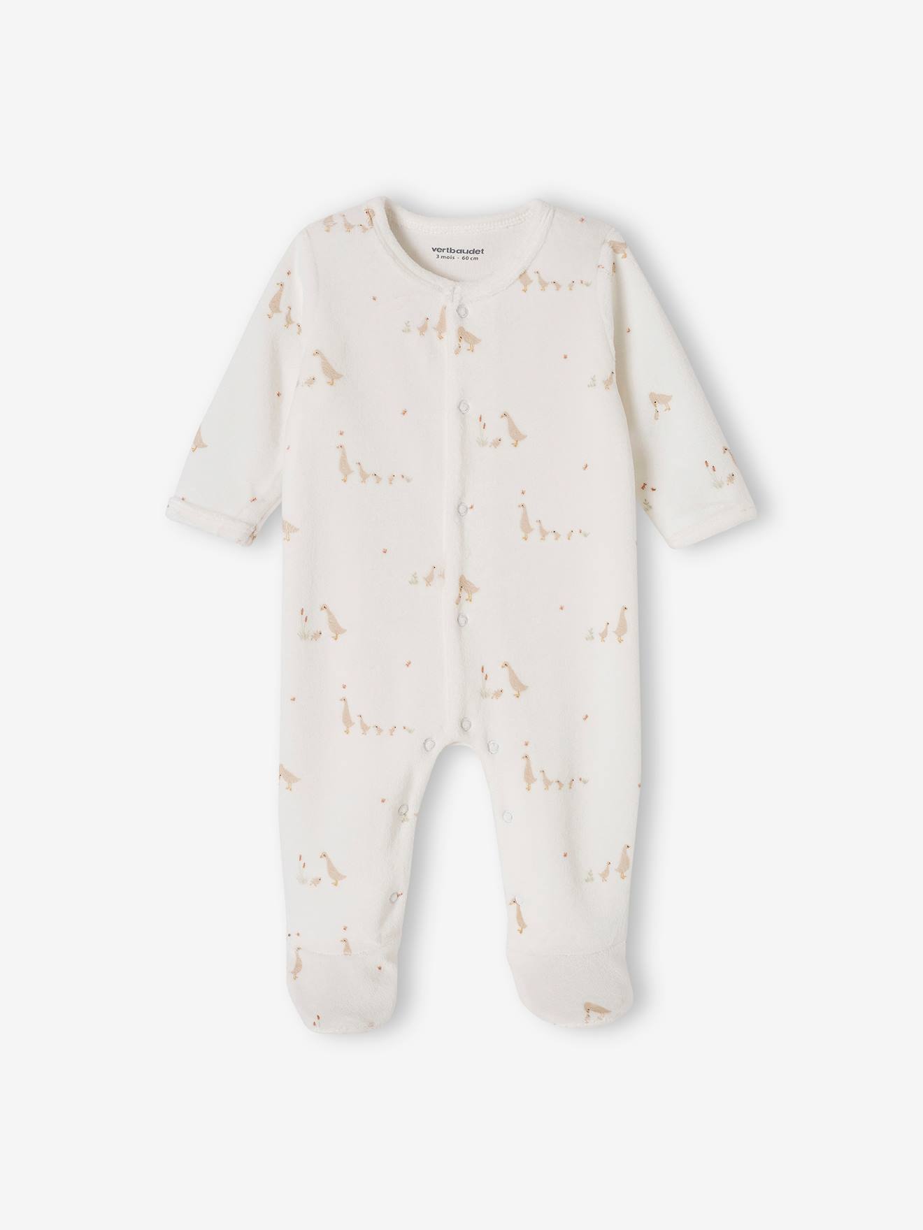 Lot de 2 pyjamas mixtes velours ouverture naissance cappuccino (Vertbaudet) - Image 2