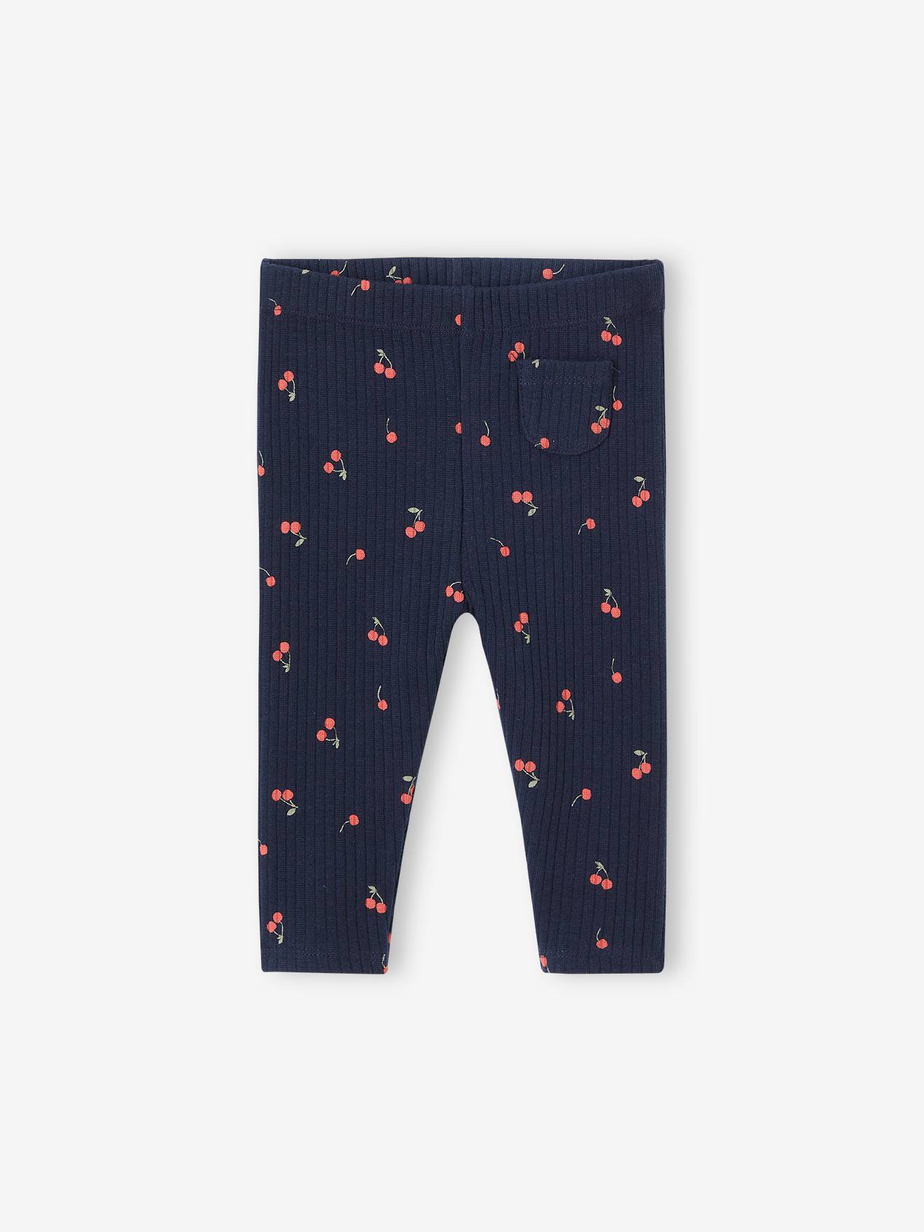 Legging en côtes imprimé bébé bleu ardoise