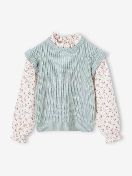 Fille-Pull effet 2 en 1 fille manches en gaze de coton