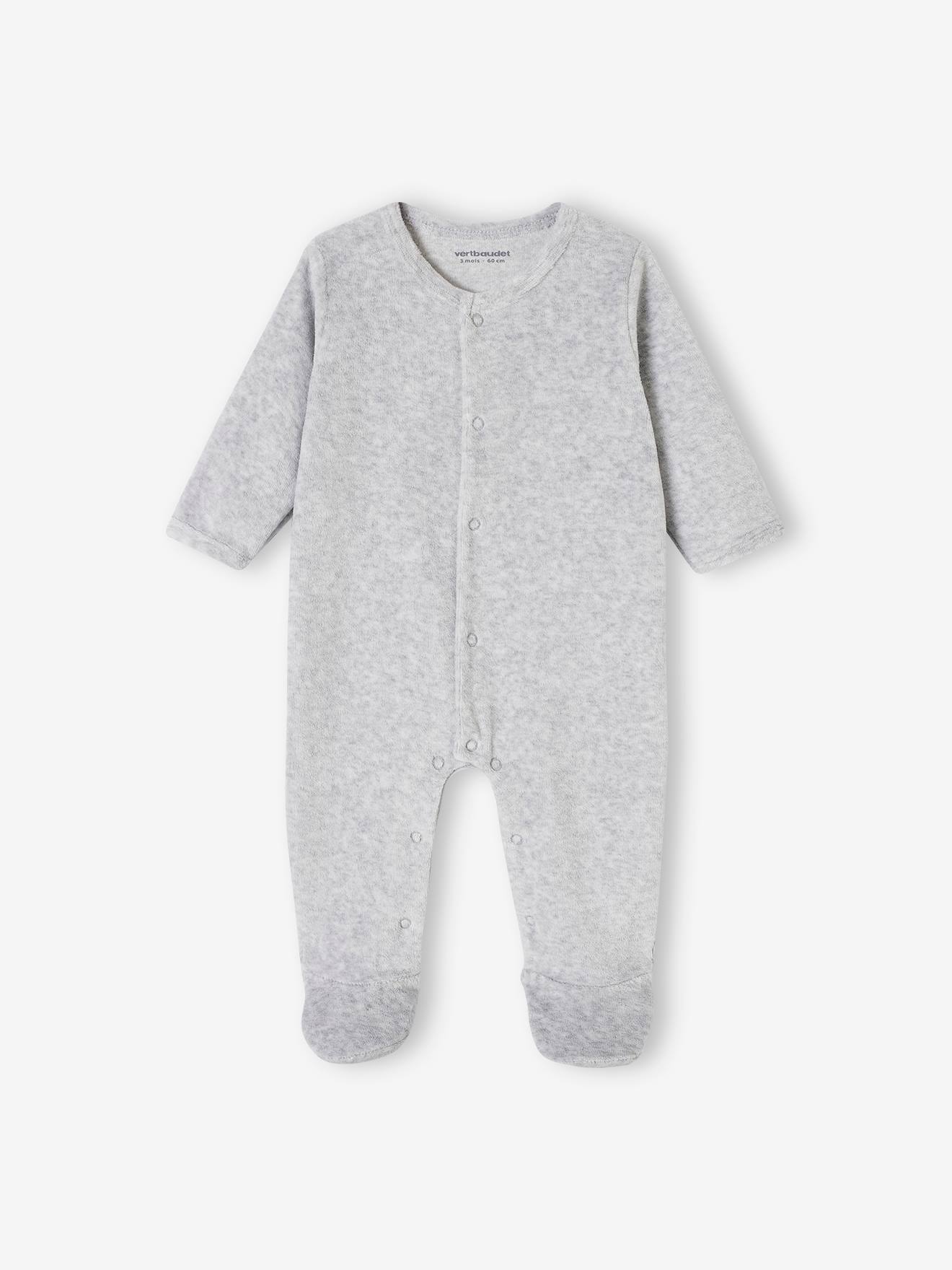 Lot de 3 pyjamas bébé mixte en velours ouverture naissance lot vert d'eau (Vertbaudet) - Image 2