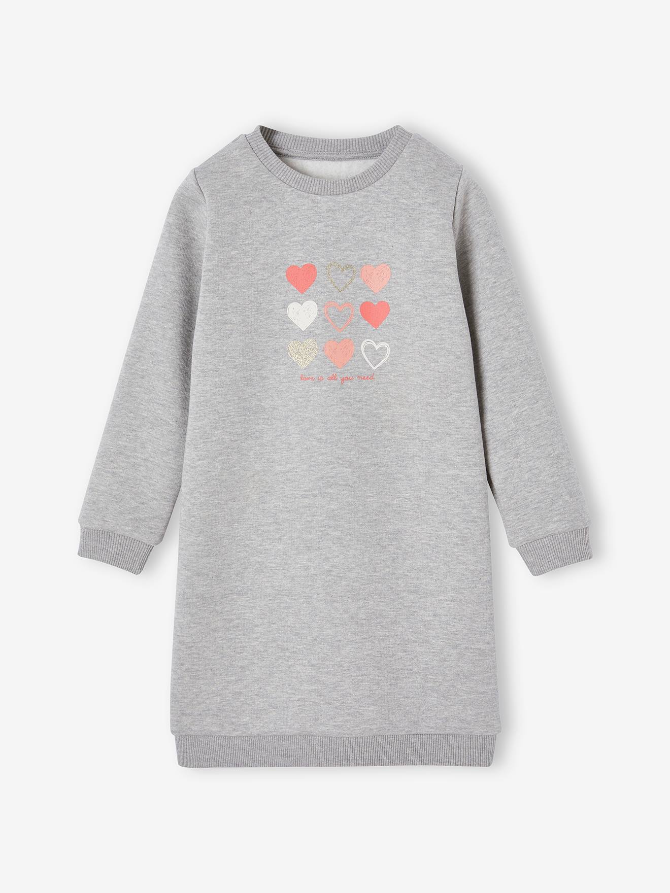 Robe en molleton fille gris chiné