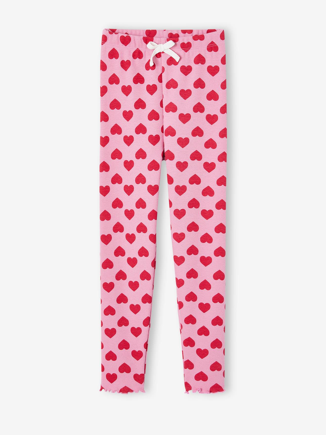 Legging imprimé en maille côtelée fille vieux rose