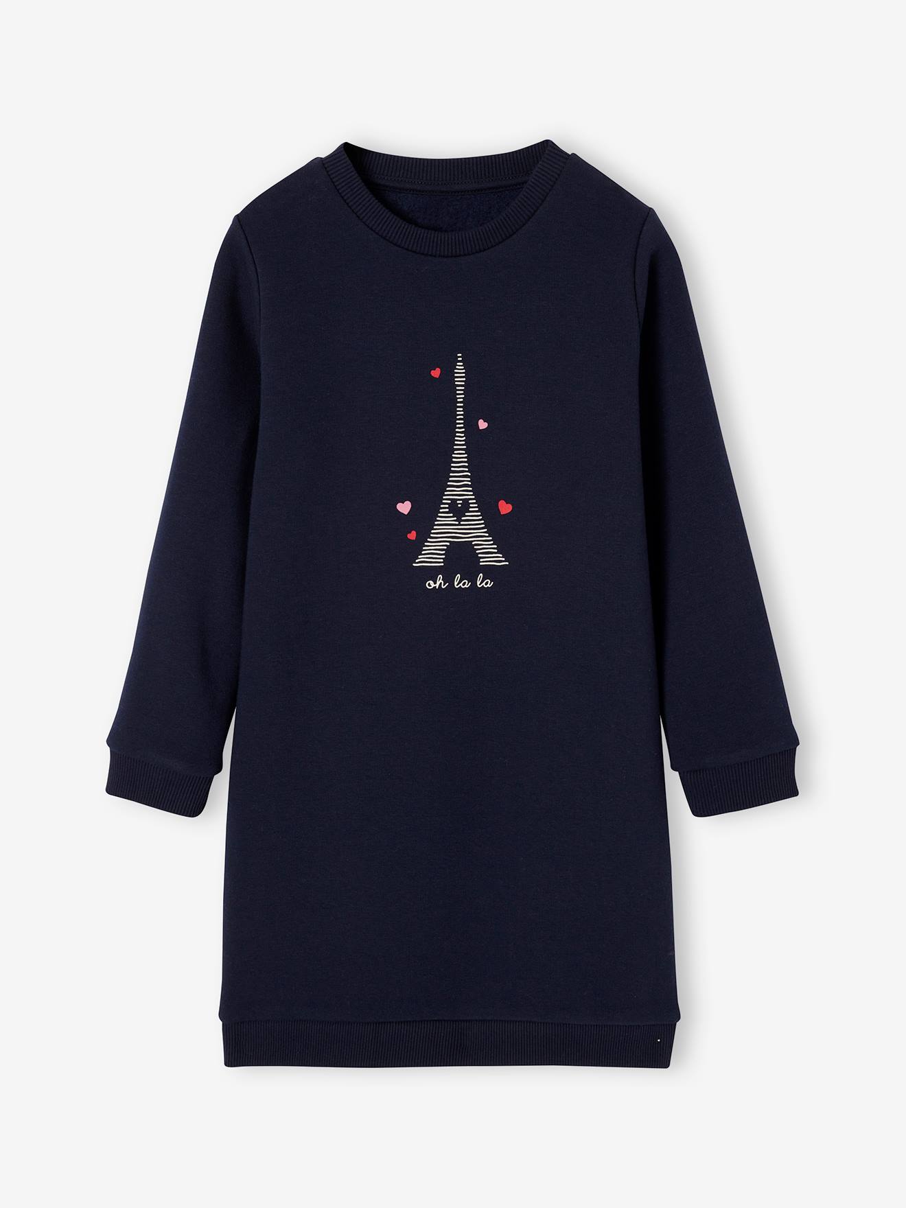 Robe en molleton fille marine