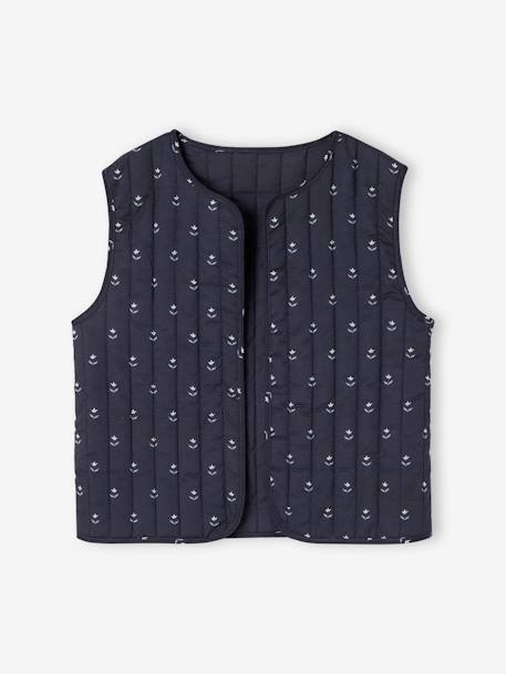 Fille-Pull, gilet, sweat-Gilet matelassé Imprimé fleurs fille