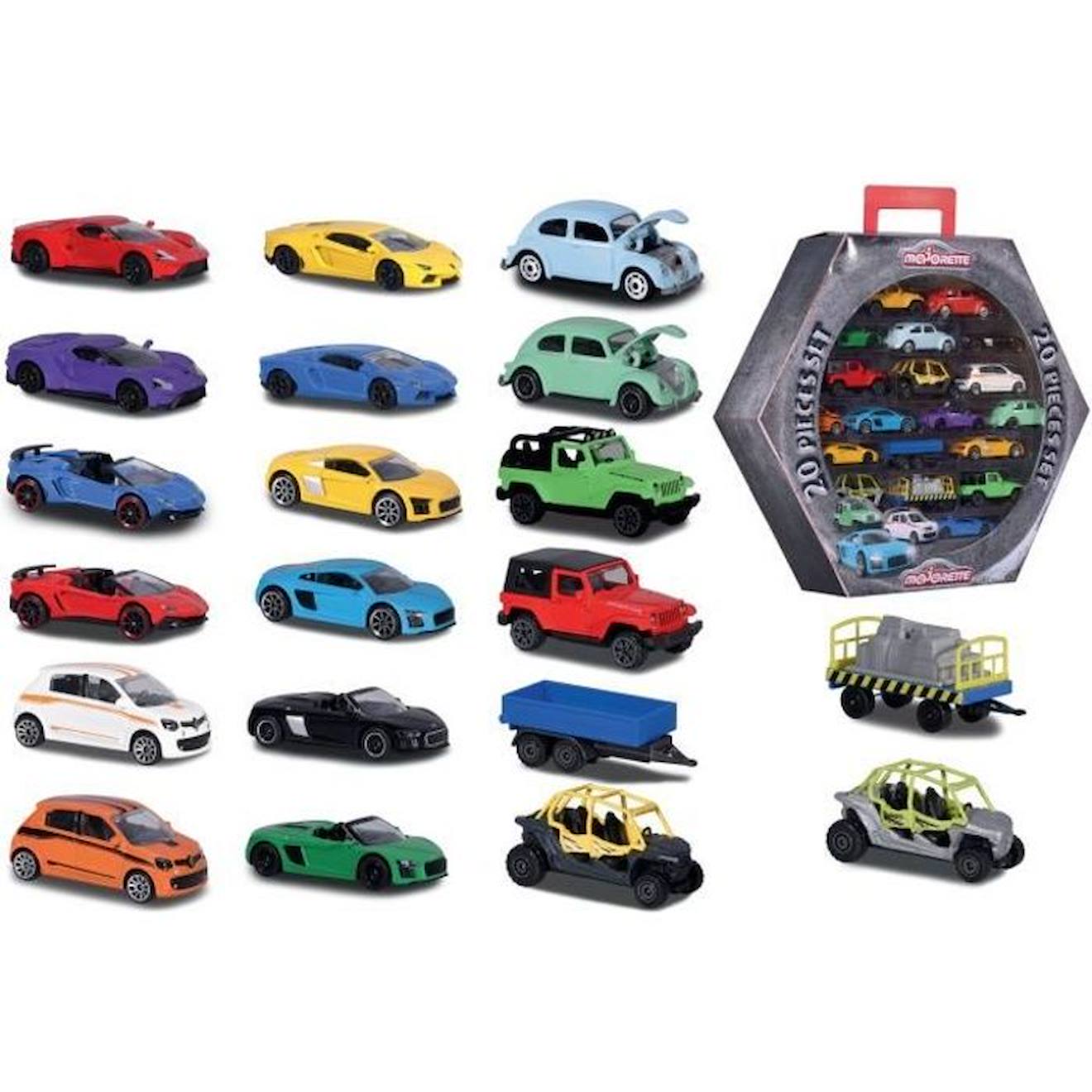 Majorette - Coffret 20 Véhicules Majorette - Collections Street Car, Sos, Racing - Multicolore - Intérieur - Majo Set 20pcs Gris