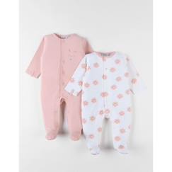 -Ensemble de 2 pyjamas 1 pièce écru/blush