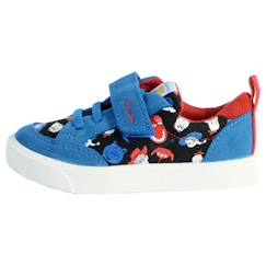 -Basket Enfant - CLARKS - City Howdy T - Cuir - Scratch - Bleu Combi